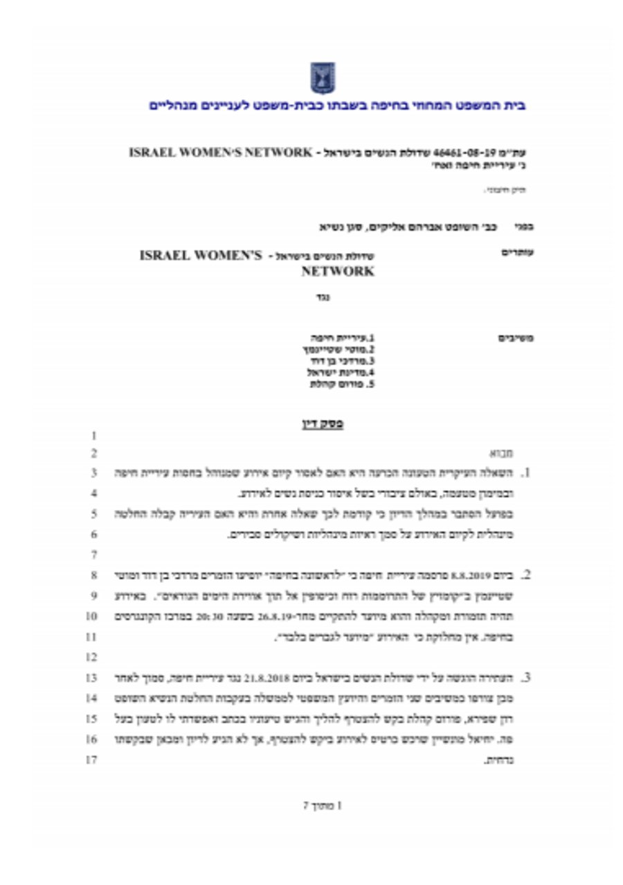 בית המשפט ביטל את הופעת מרדכי בן דוד לגברים בחיפה