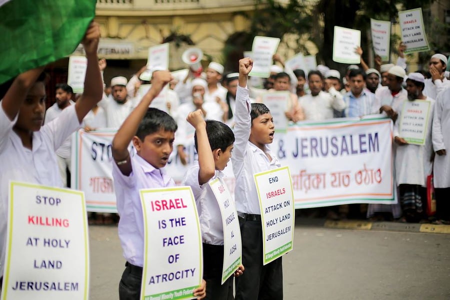מפגינים מוסלמים בהודו נגד ישראל
