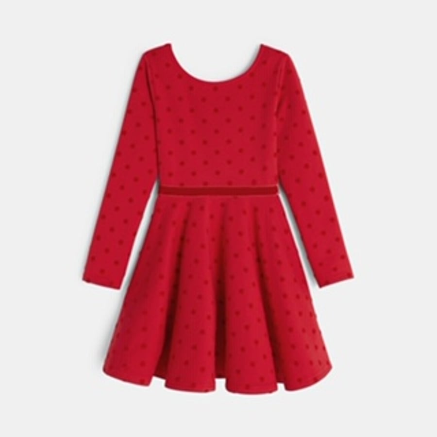 שמלה אדומה שרוול ארוך לבנות, ממותג okaidi  מחיר מדבקה 189.90 מחיר לאחר הנחה 151.92