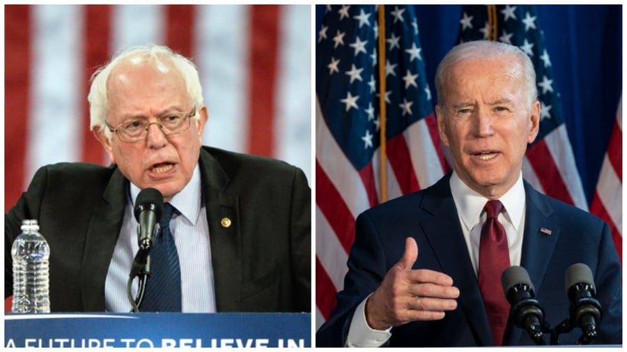 המועמדים הדמוקרטים: ביידן מימין, סנדרס משמאל