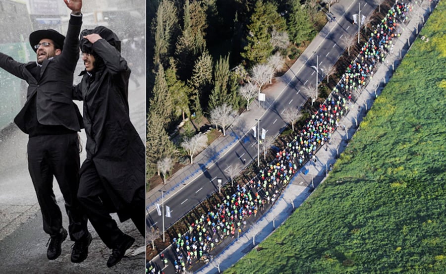 מרתון ירושלים לצד הפגנה של 'הפלג'