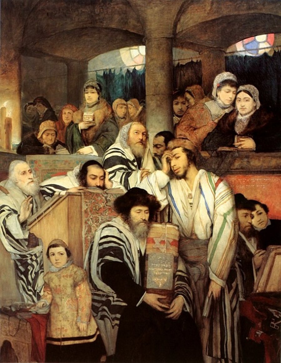"יהודים מתפללים ביום הכיפורים" התמונה המקורית