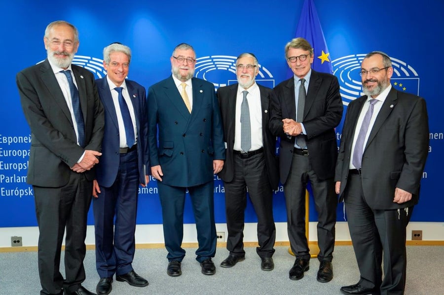 הגר"פ גולדשמידט ומשלחת ועידת רבני אירופה עם נשיא הפרלמנט האירופי הנבחר