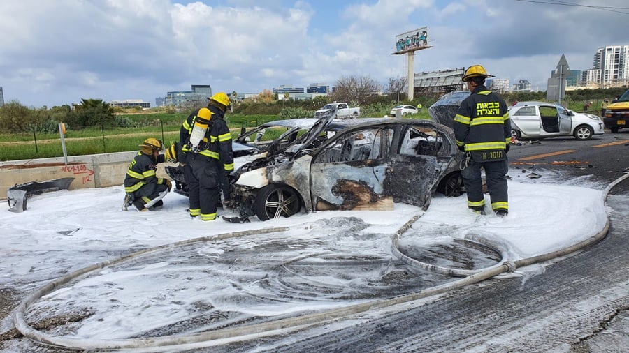 המרדף הסתיים בתאונה, פצועים ורכב שעלה באש