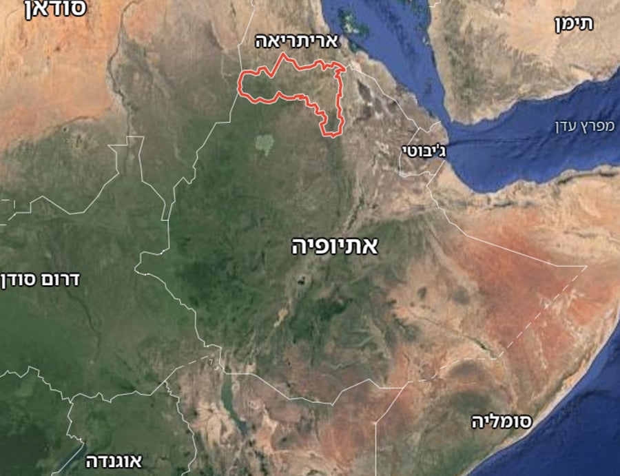מחוז תיגראי, הגובל בסודאן, על מפת אתיופיה