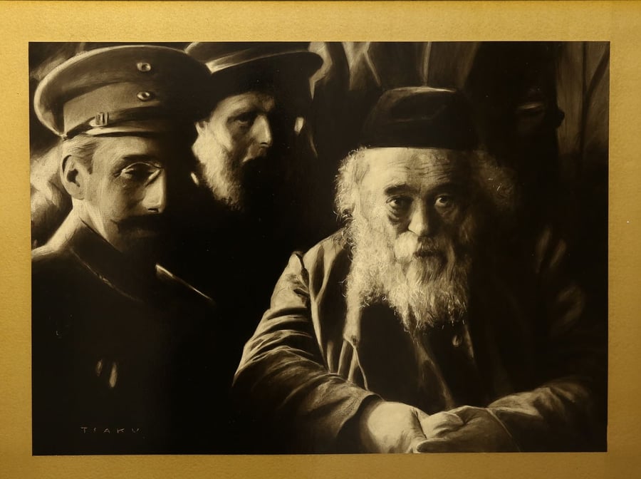 מרן הגאון רבי חיים הלוי סולובייצ'יק זצוק"ל בשעה שהצטלם עם חיילים יהודים במלחמת העולם הראשונה