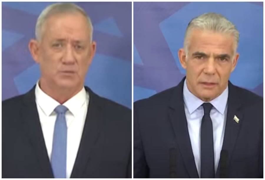 ראש הממשלה  לפיד ושר הביטחון גנץ מסכמים את מבצע 'עלות השחר'