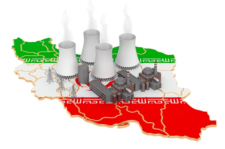 תחנות כוח וברקע מפת איראן