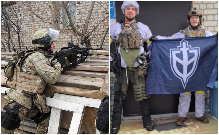 מימין: לוחמים הגדוד הקיצוני בצילום שלטענתם מגיע מרוסיה | משמאל: אנשי ה-FSB הרוסי, ארכיון