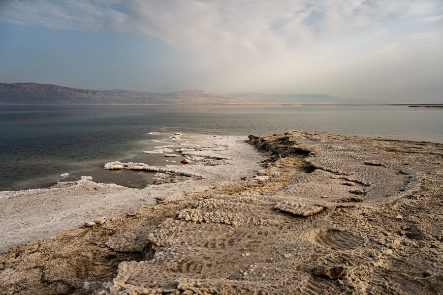 תיעוד מרהיב: ים המלח ותצורות המלח על החוף