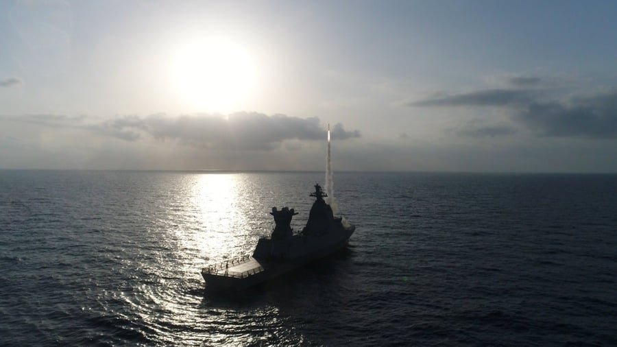 צפו בתיעוד: ניסוי חדש בכיפת ברזל הימית להגנה על אסדות הגז