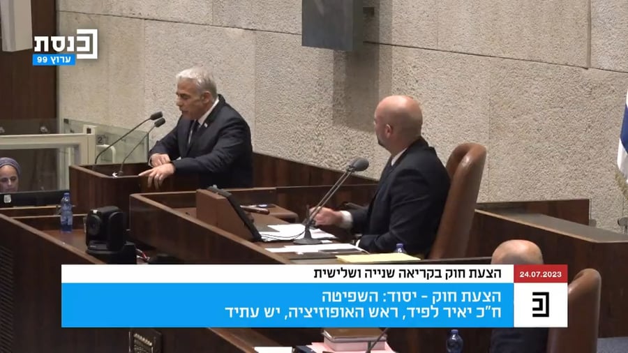 הנאום של לפיד, היום בכנסת