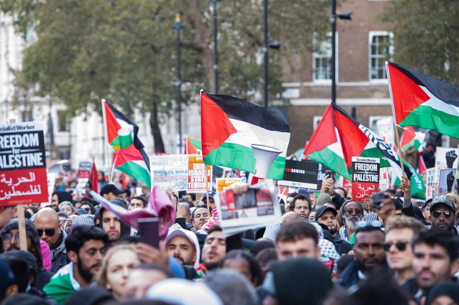 הפגנות בבריטניה בעד הפלסטינים 