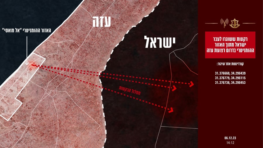 אתמול בשעה 14:12 שיגרו מחבלי חמאס רקטה מהאזור ההומניטרי לעבר ישראל. מצורפות תמונות מהשיגור