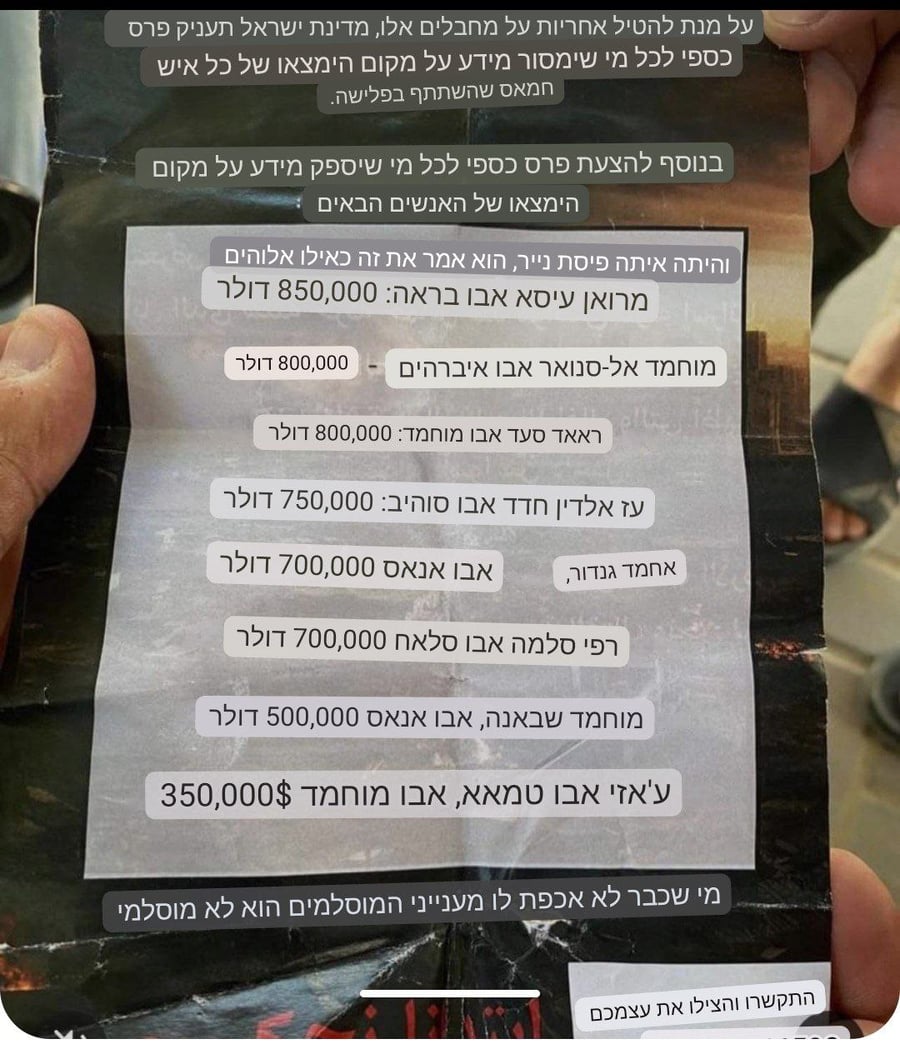 כרוזים מתורגמים שפרסם צה"ל - לדפים היו מצורפים כרטיסי סים ישראלים