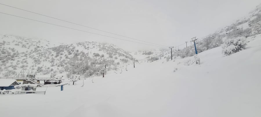 בחרמון - שלג לבן ובוהק | שיאים עונתיים בכנרת ובירדן • תיעוד מהחרמון