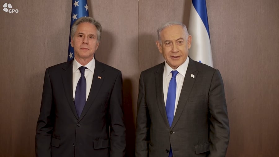 נתניהו ובלינקן בלשכת ראש הממשלה בירושלים