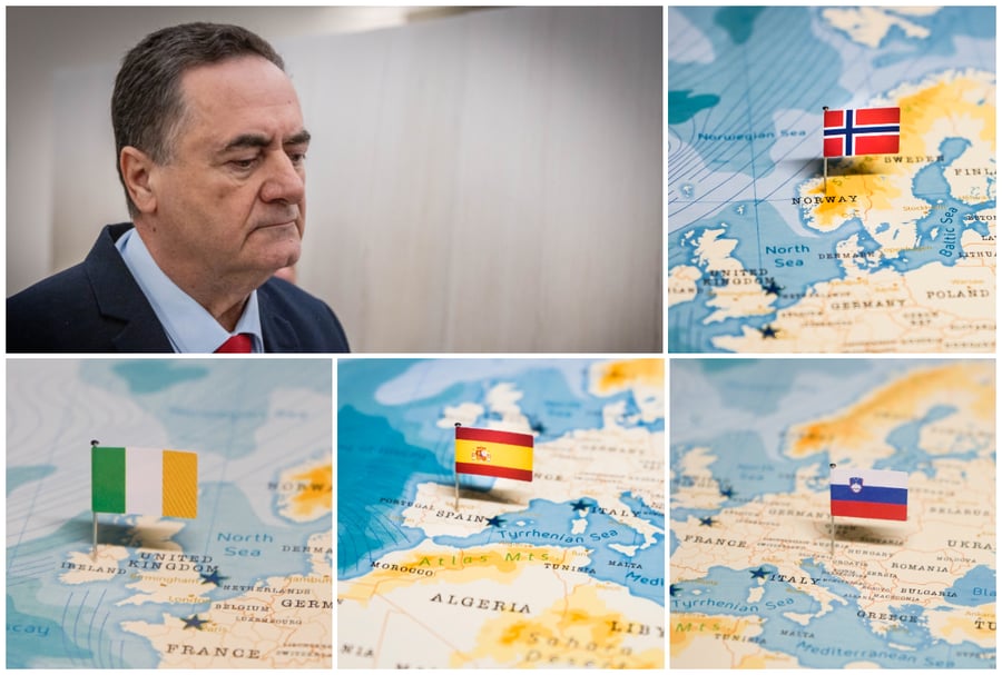 שר החוץ ישראל כץ, דגלי מדינות ספרד, סלובניה, נורבגיה ואירלנד