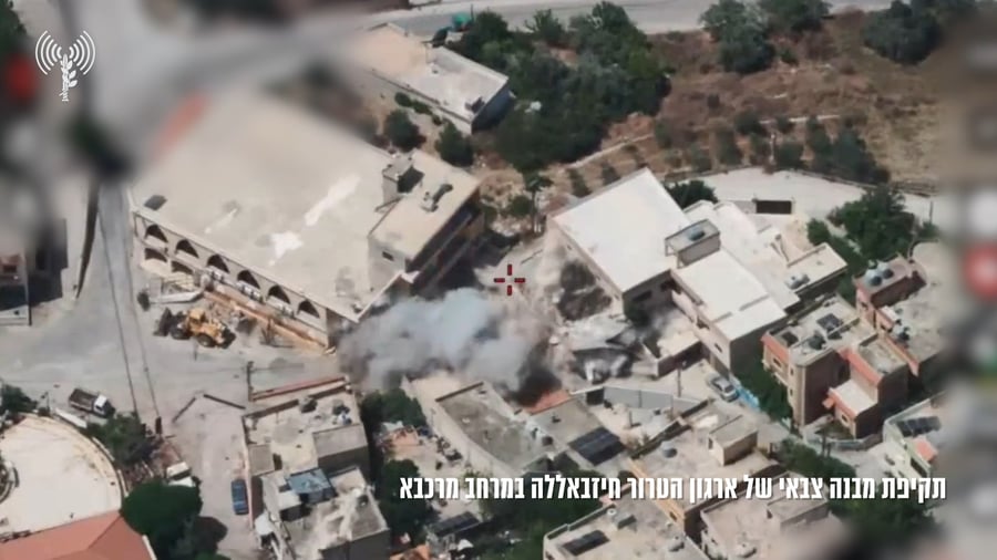 תיעוד מתקיפת המבנה הצבאי ובו המחבל