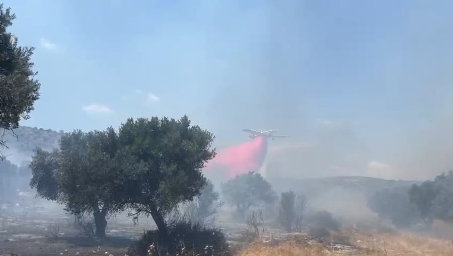 מטוסי כיבוי מטייסת אלעד מסייעים בכיבוי השריפות בגליל התחתון אחרי מטחי הטילים של חיזבאללה