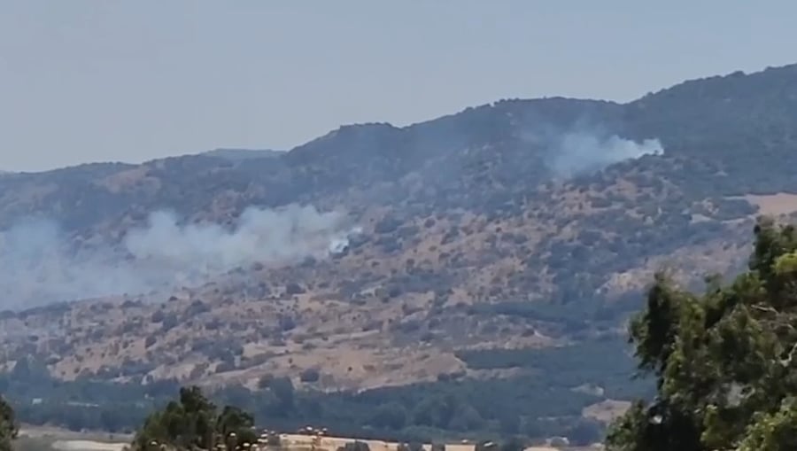 השריפות כתוצאה מנפילות סמוך לצומת גומא (כביש 90) באזור קריית שמונה - אצבע הגליל