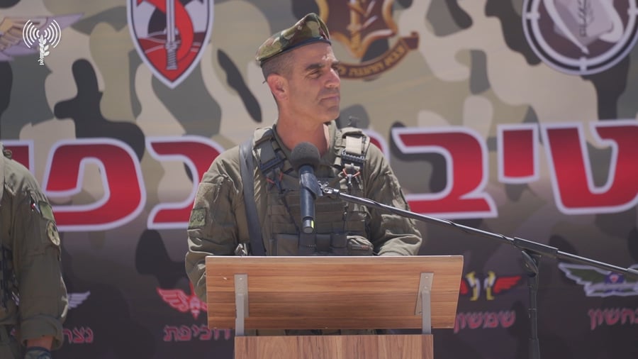 נאומו של מפקד חטיבת כפיר, אלוף-משנה יניב ברוט מטקס סיום התרגיל