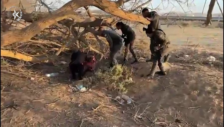 איתור והצלת הקוף על ידי השוטרים בשטח