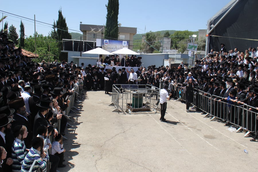 האדמו''ר מלעלוב בהדלקה באתרא קדישא מירון
