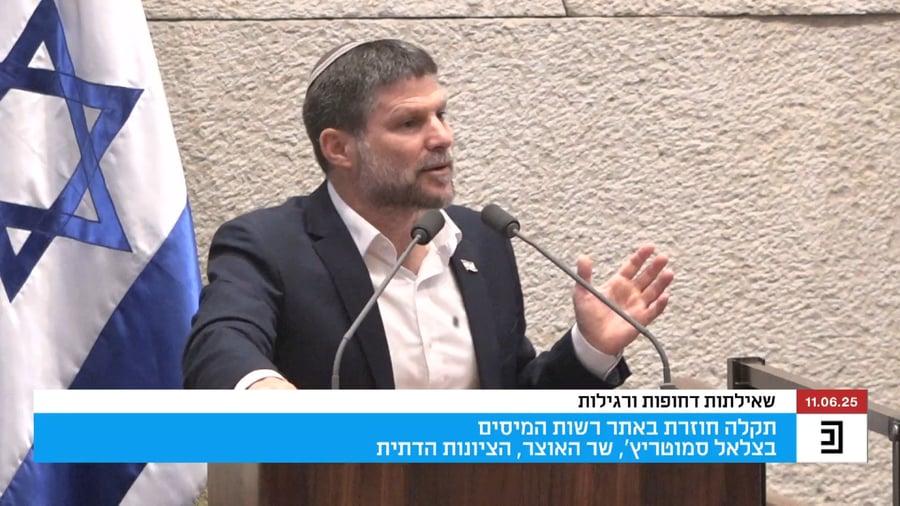 דבריו של סמוטריץ', היום במליאה