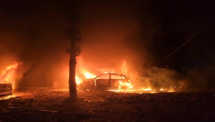 תיעוד הלהבות בזירה בחיפה