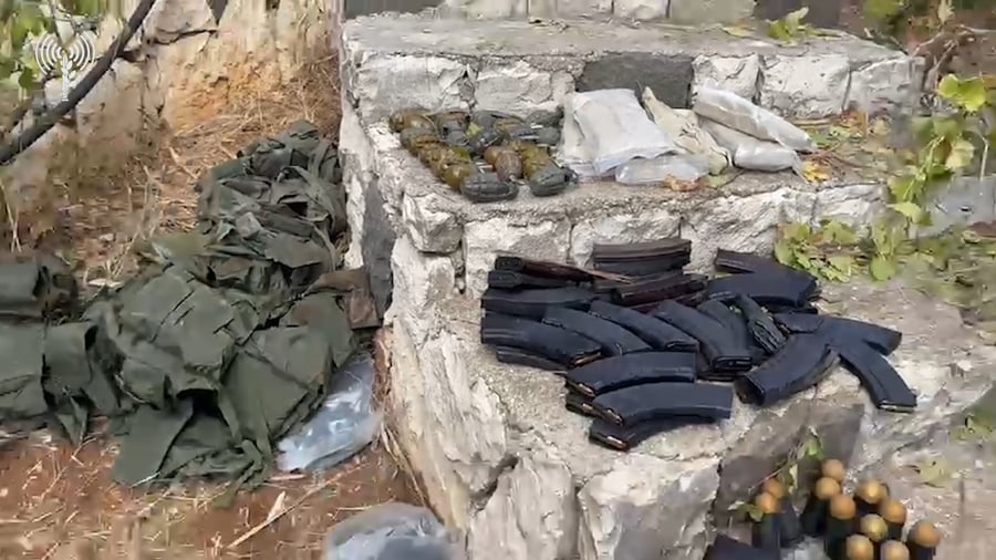 תיעוד של אמצעי לחימה שאותרו והוחרמו במבצע ׳חיצי צפון׳