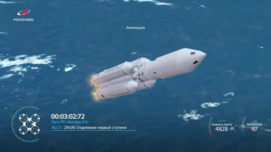 סוכנות החלל הרוסית "רוסקוסמוס" שיגרה את החללית אנגרה A5 מנמל החלל קוסמודרום 