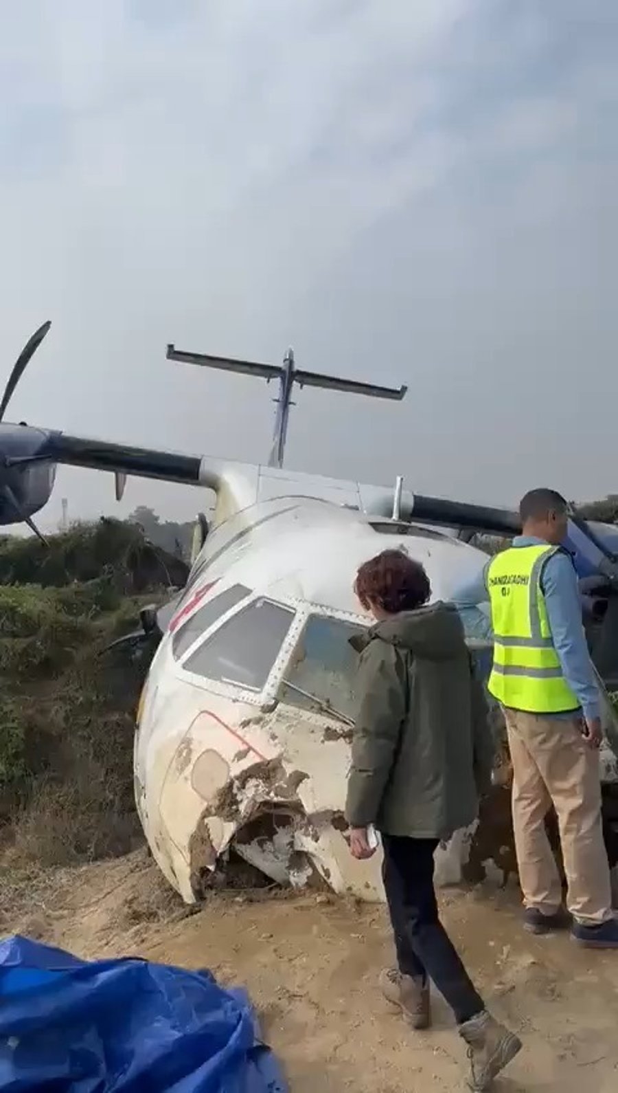 המטוס לאחר ההחלקה על המסלול