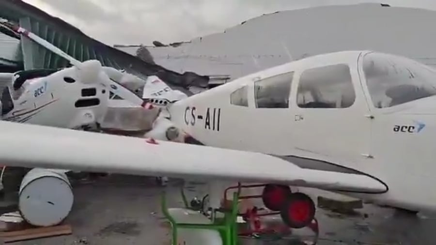 שדה התעופה בפורטוגל לאחר הסופה