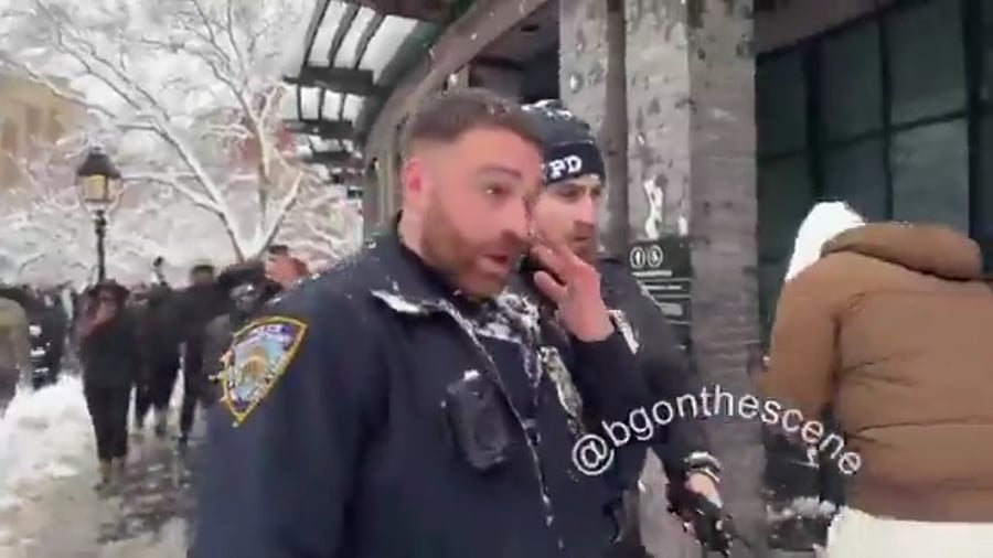 תקיפת שוטרים בקרח בניו יורק
