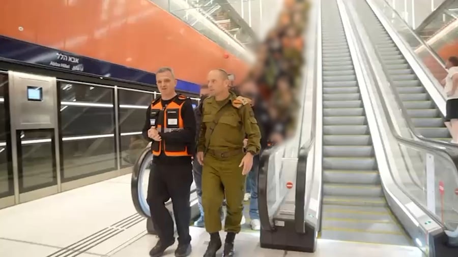 ביקור מפקד פיקוד העורף ברכבת הקלה ברמת גן