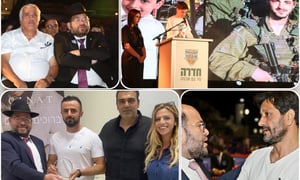 משמאל לימין בכיוון השעון: ציון בוסקילה ז"ל בטקס יום הזיכרון לפני שנה, אריאל אח של אלון סקאג'יו אמש בטקס, אורן סמדג'ה, עובדיה בערב לזכר אחיו בוריס דנילוב הי"ד